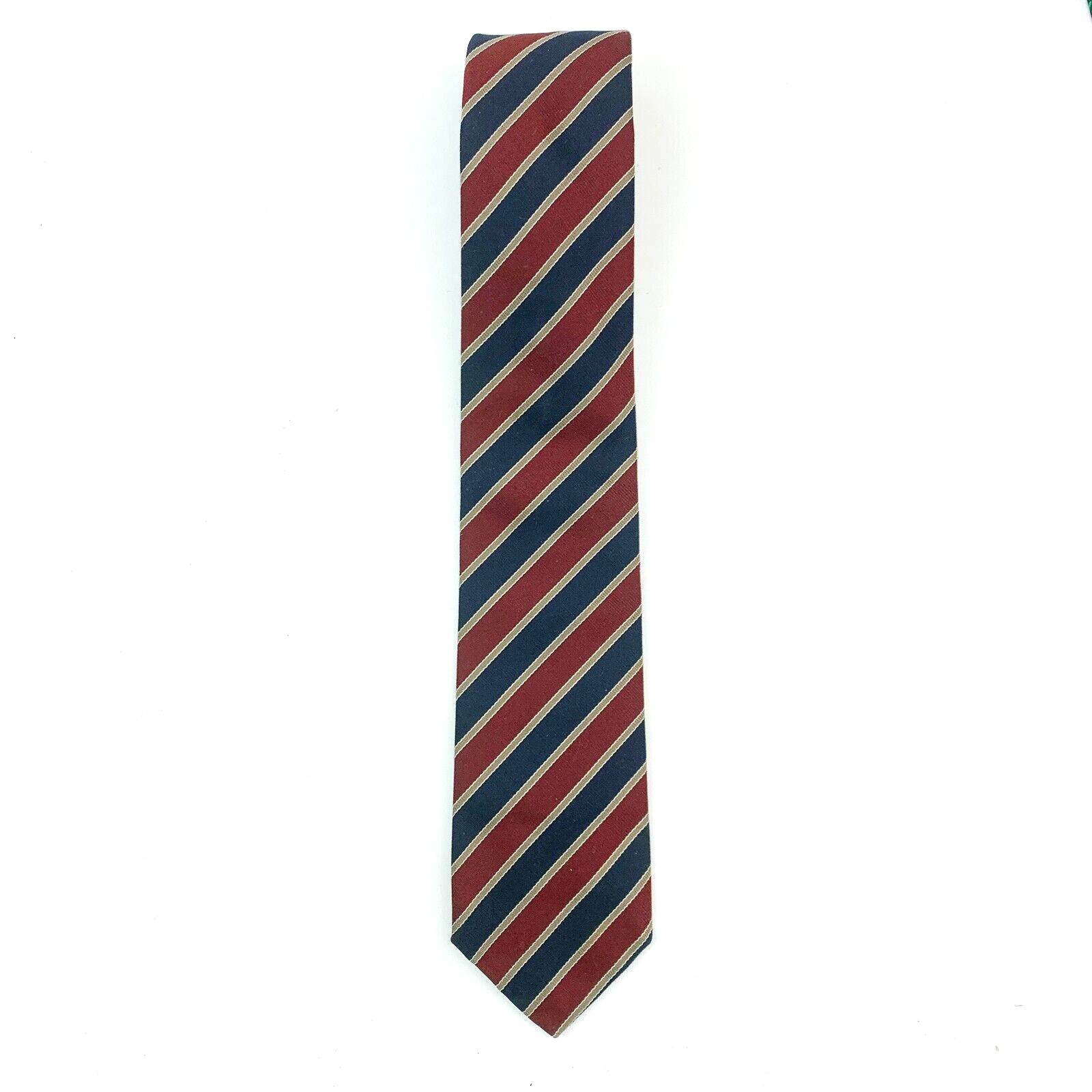 Jack Henry Men’s Tie 100% Silk Diagonal Blue Red Stripes Made in England 58 x 3″