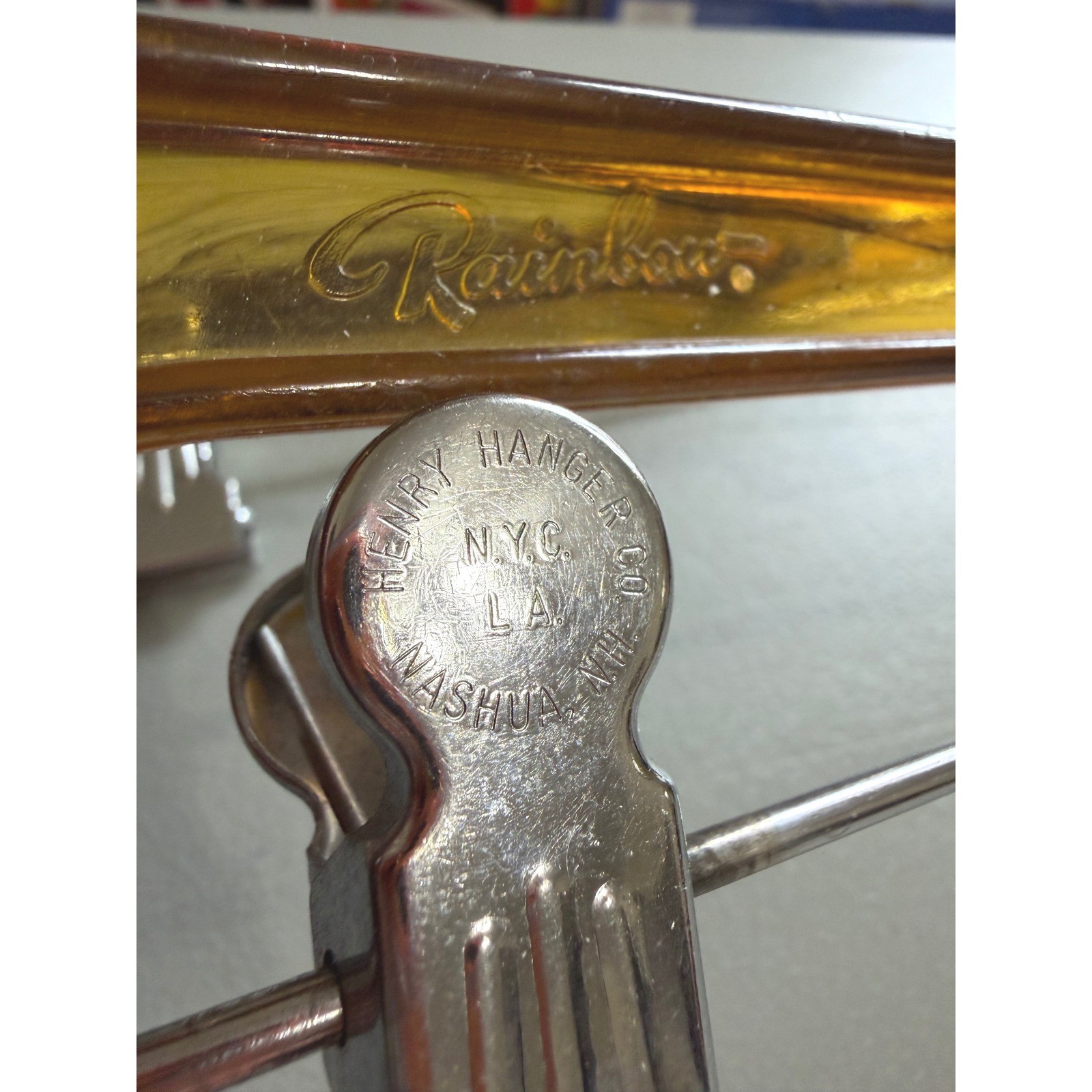 Vintage Henry Hanger Amber Tortoiseshell Lucite Skirt Pant Hangers Set of 2