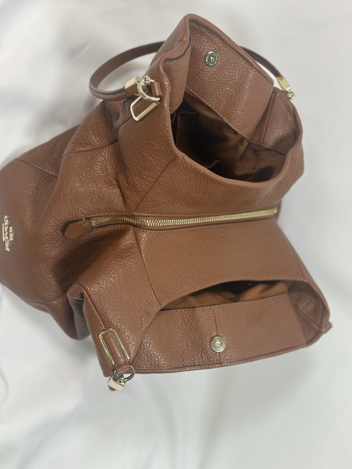 Coach F34495 Madison Phoebe SM Shoulder Bag Saddle Brown Soft Pebble Leather