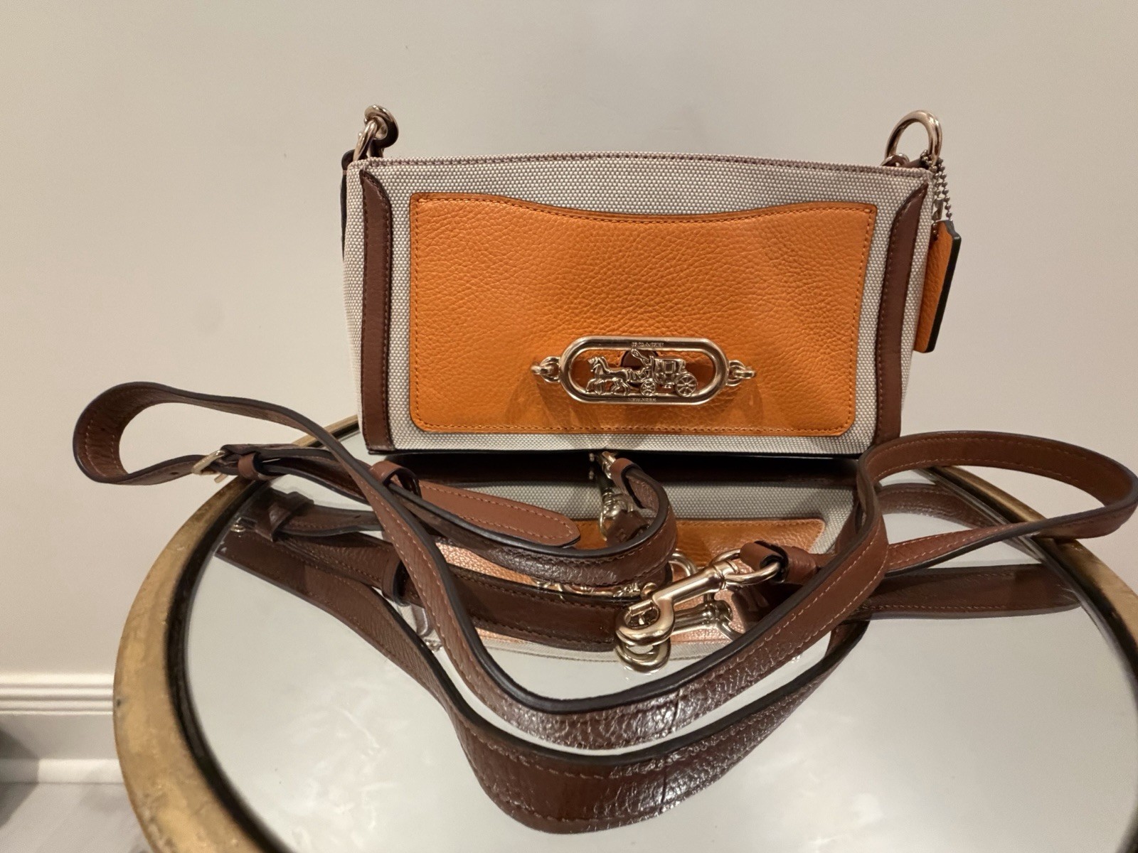 Coach Colorblock Horse Carriage Small Crossbody Turn Lock/Zip Gold Hardware