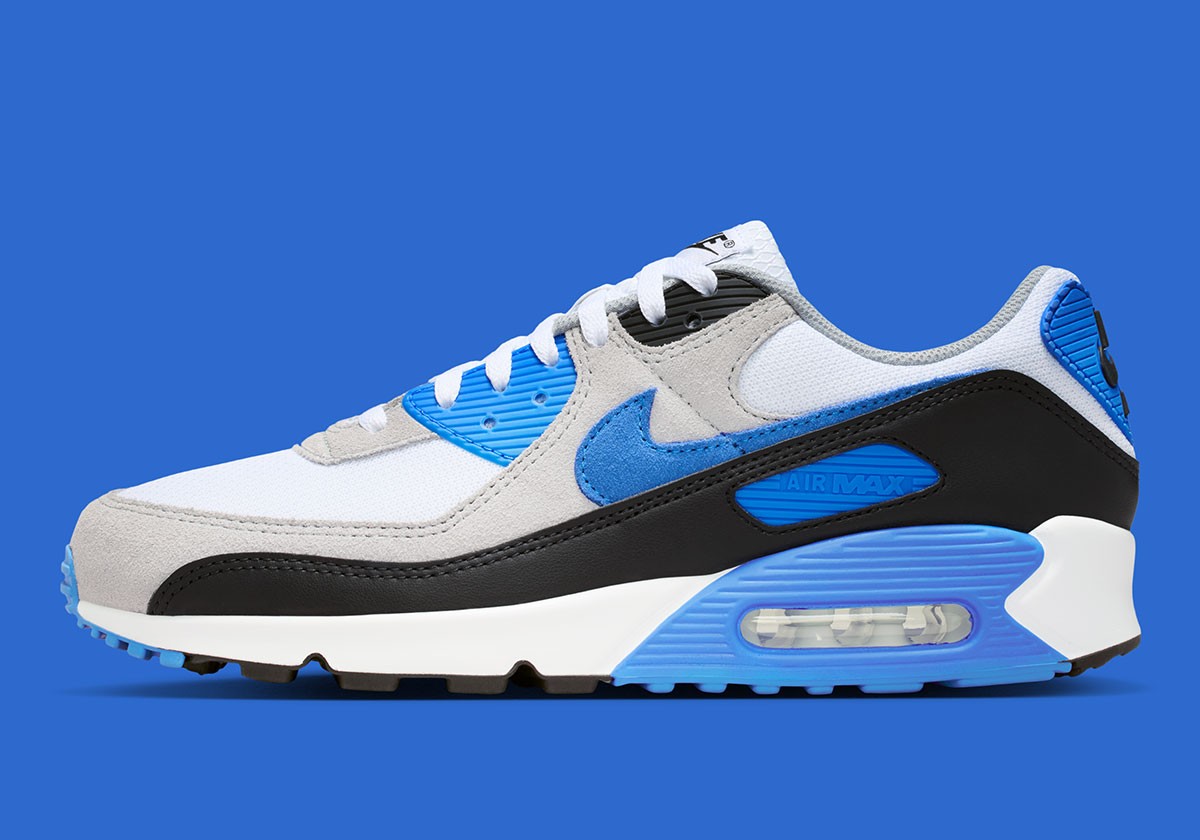 Nike Air Max 90 White Blue Crystal Light Smoke Grey Nby DM0029-122 Men’s