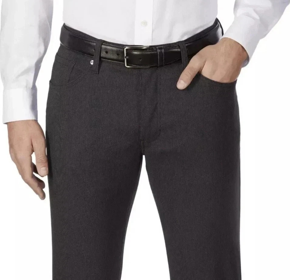 Urban Star Men’s Stretch Relaxed Fit Straight Leg Pants, Black, Size 30X32