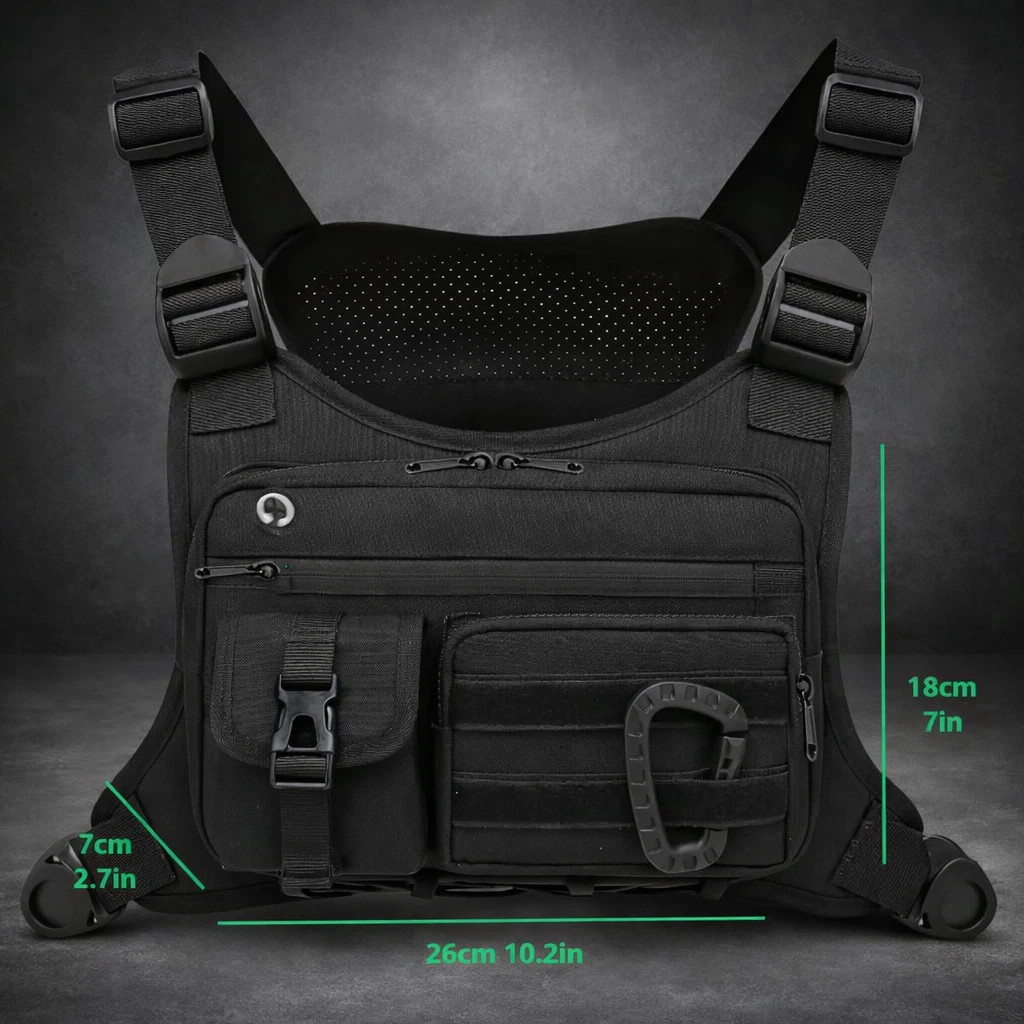 Sport Running Combat Chest Rig Bag Front Pouch Recon Kit Pack Protective Vest