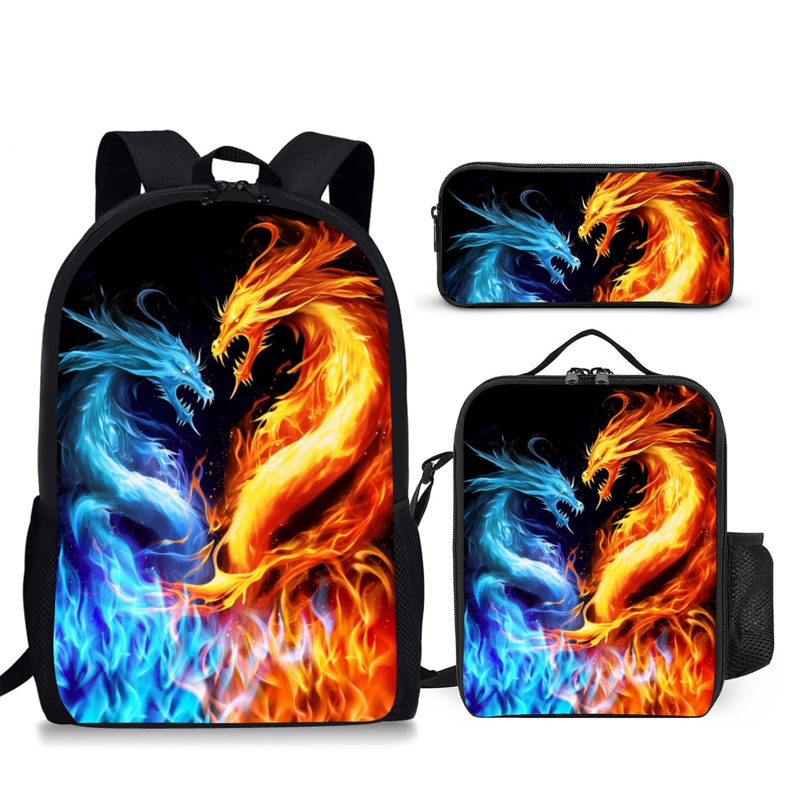 3PCS Boys Backpack, Back To School Bag with Lunch Box Pencil Case Set, Cool D…