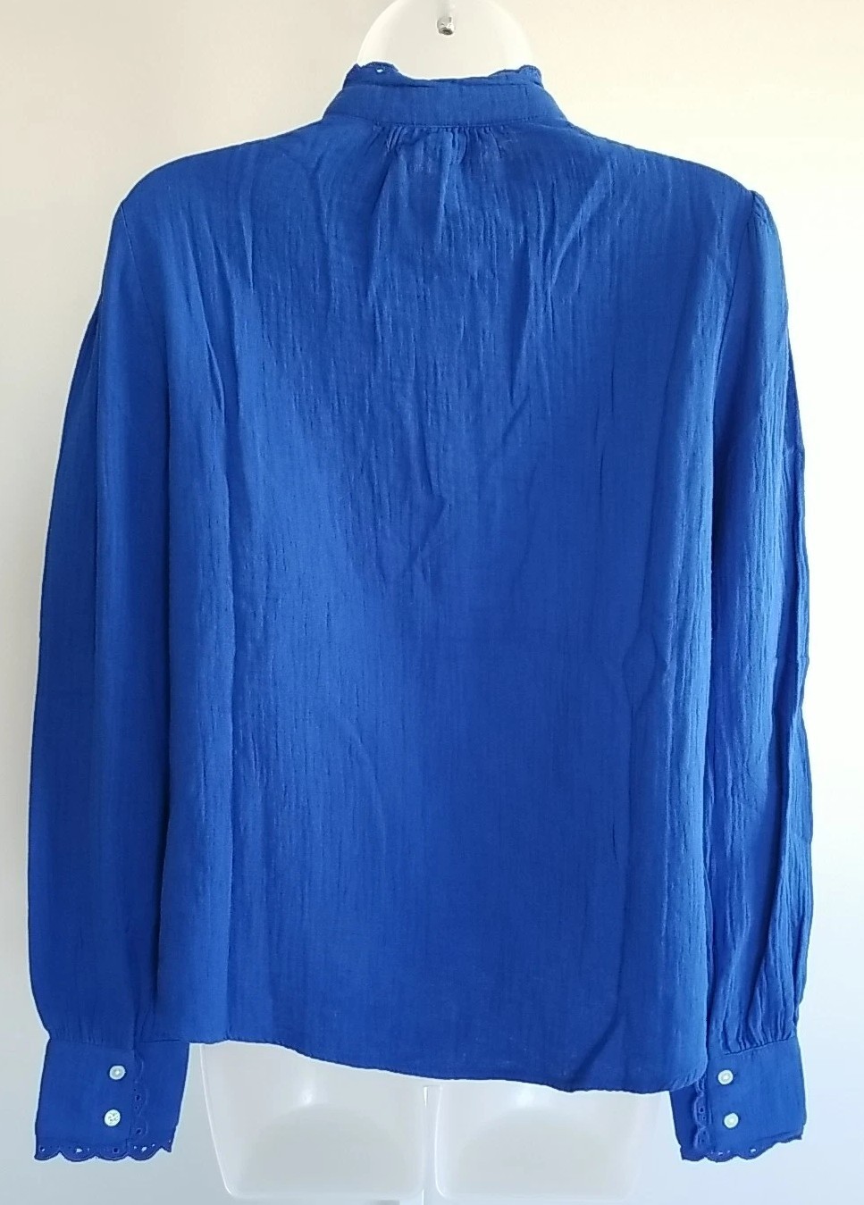 Boden Double Cloth Scallop Blouse US 6 NWT Cobalt Bright Blue Broderie Eyelet