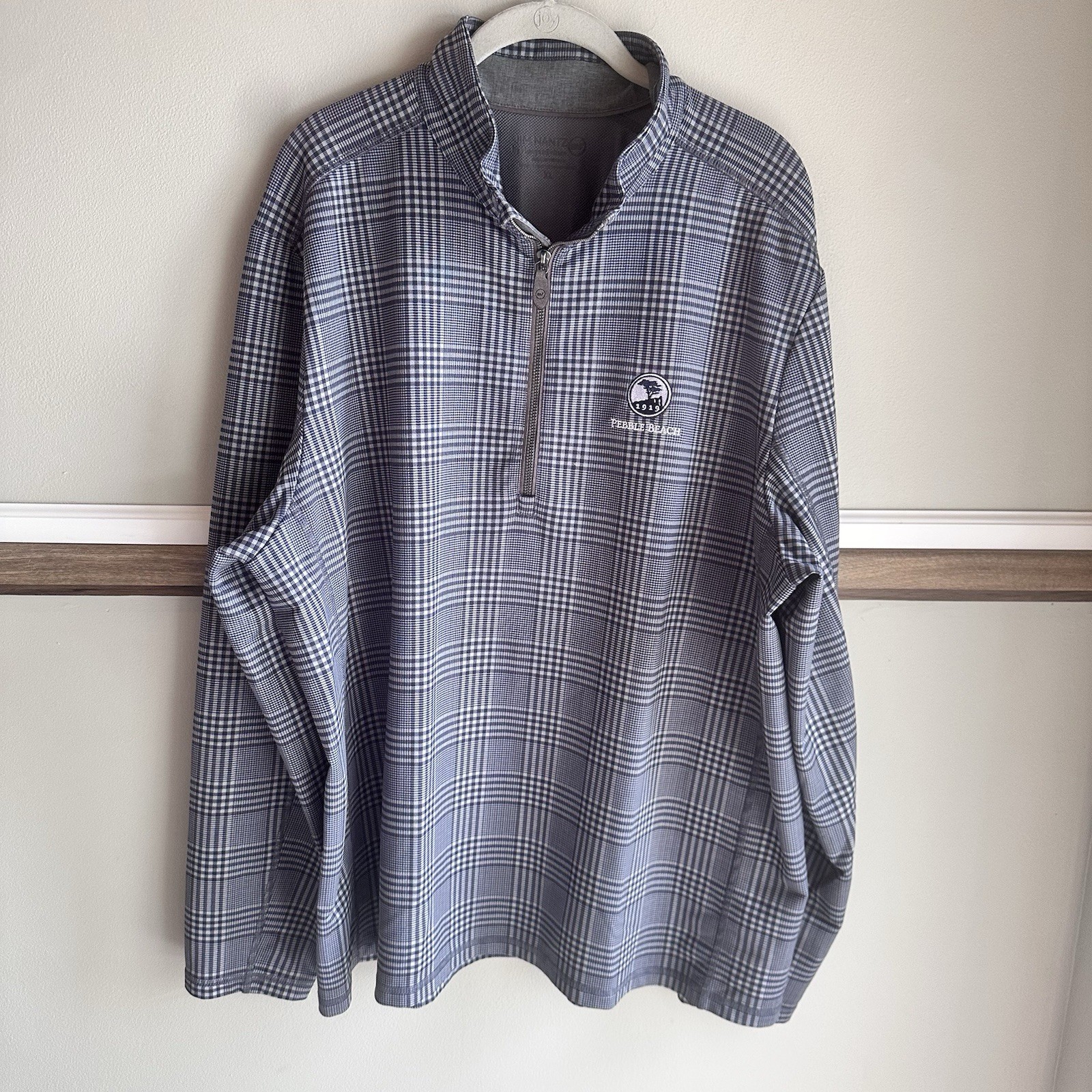 Vineyard Vines Jim Nantz Glen Plaid Pebble Beach 1/4 Zip Golf Pullover Men’s XL
