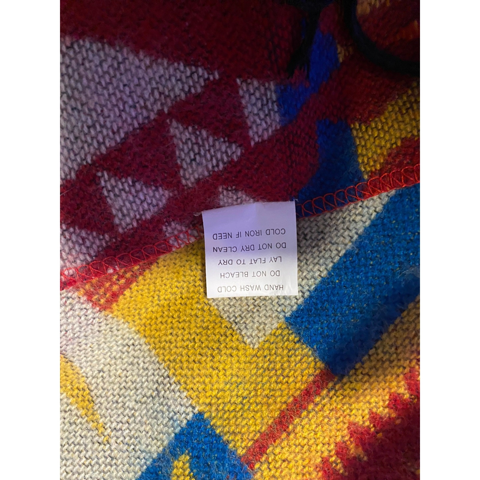 Vintage Aztec Scarf with Fringe Unisex Red Yellow Size in Pictures Decor