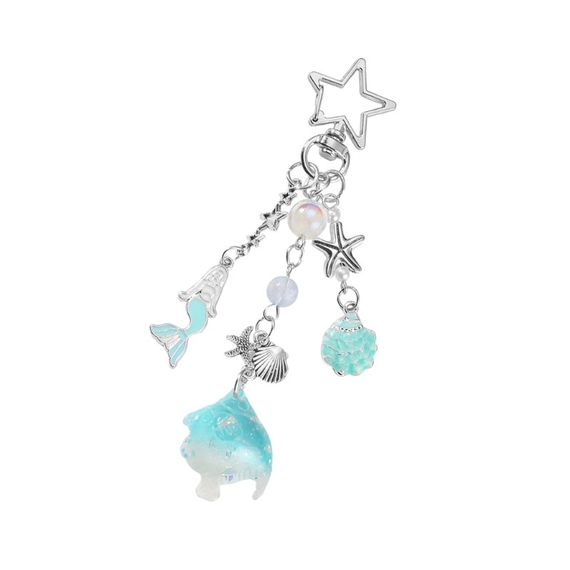 Artistic Marine Themed Natural Stone Keychain For Practical Daily Accessories