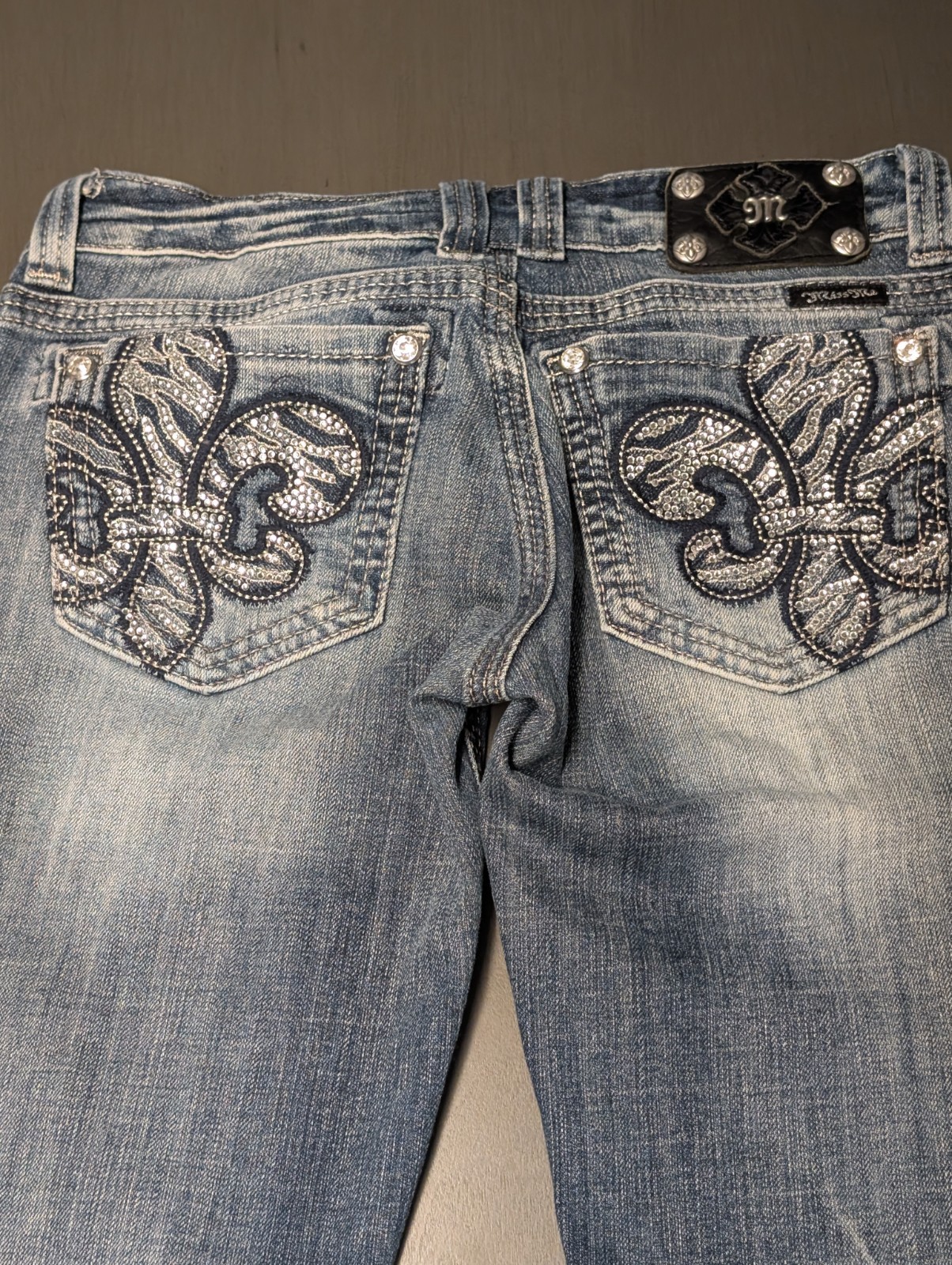 Miss Me Jeans – For Buckle Boot Cut Size 28 Bling Fleur De Lis 28/31 Vintage Y2K