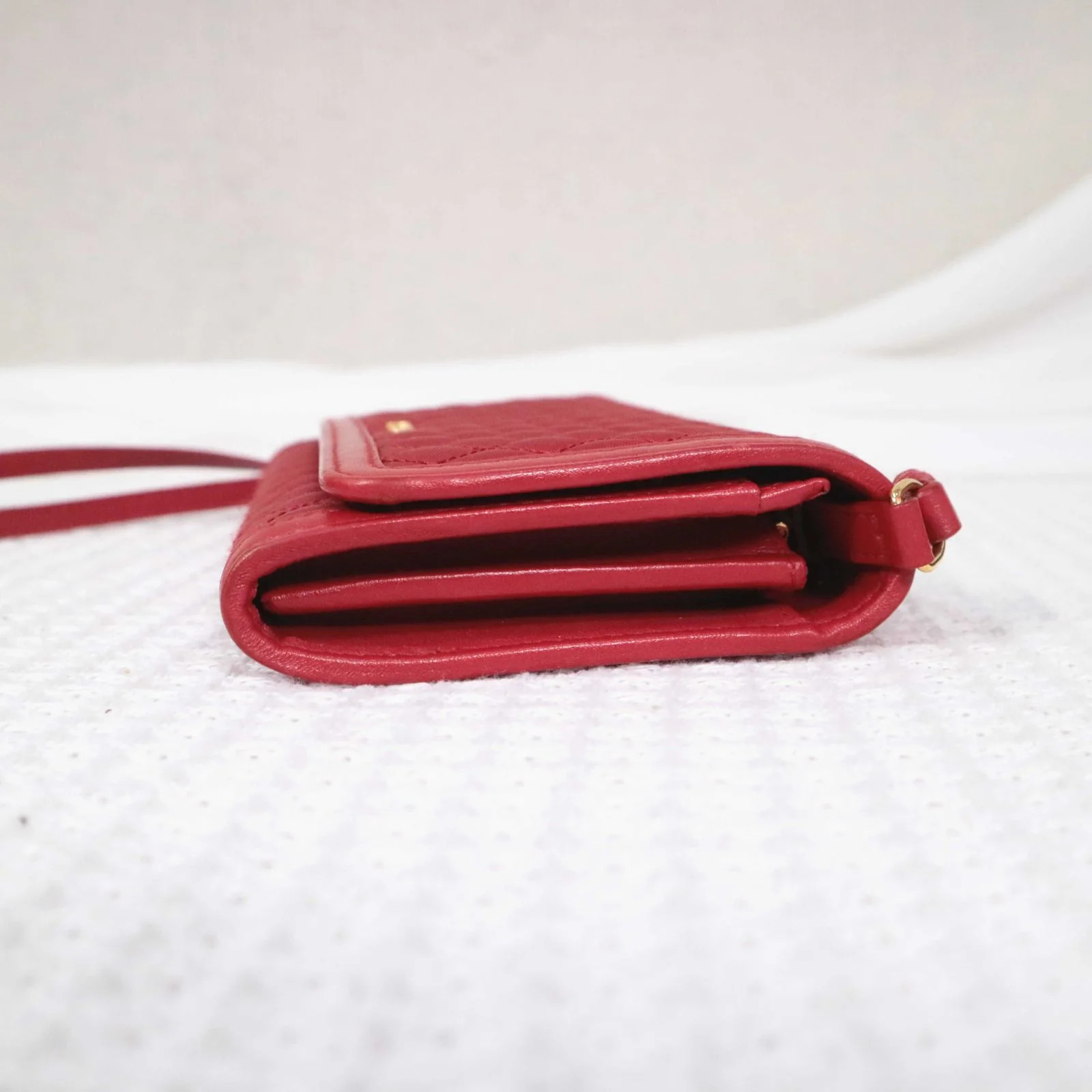 Prada Wallet On Chain Woc Red Tessuto Nylon Calfskin (mm042926f7r)