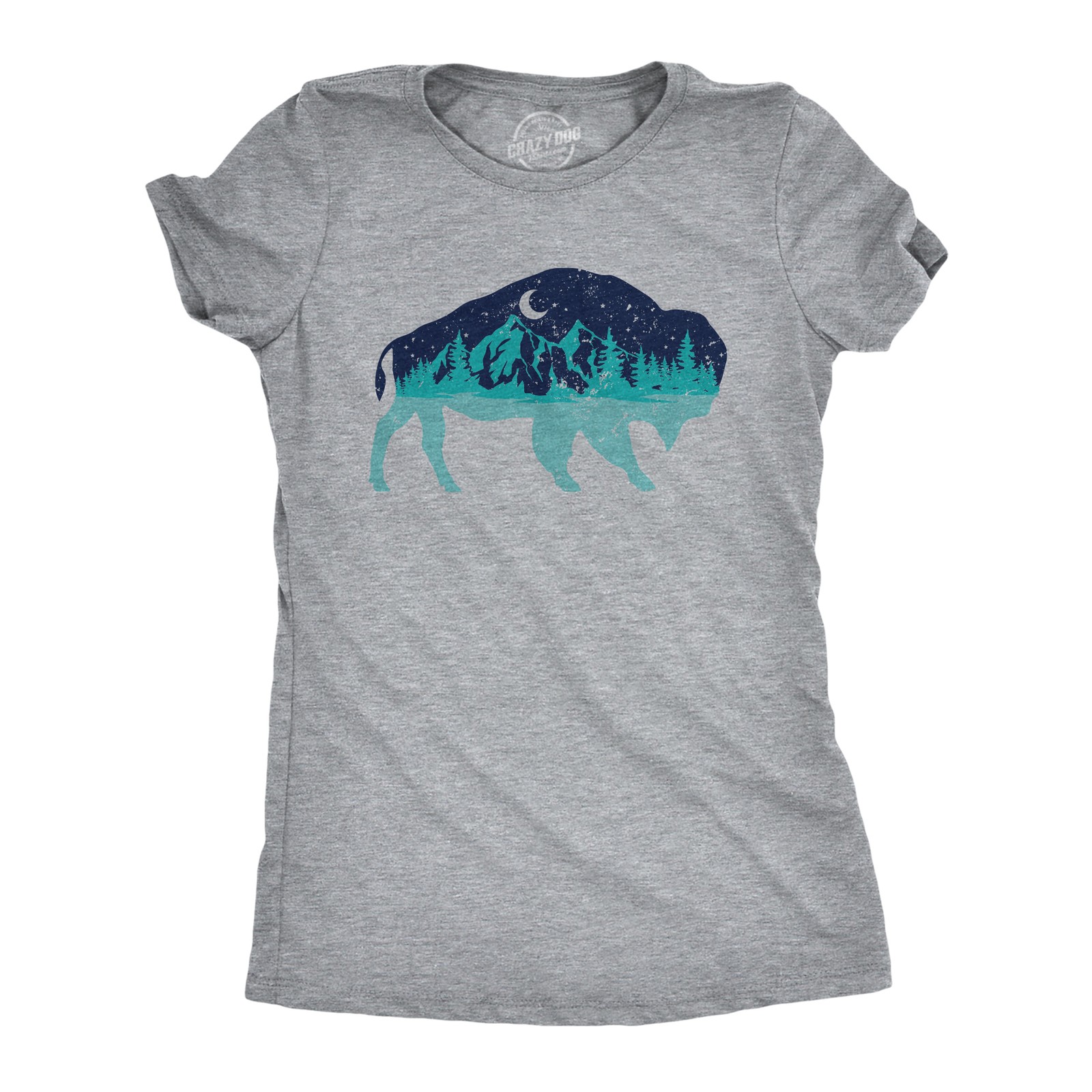 Womens Nature Bison T Shirt Funny Cool Outdoor Lovers Buffalo Tee for Ladies