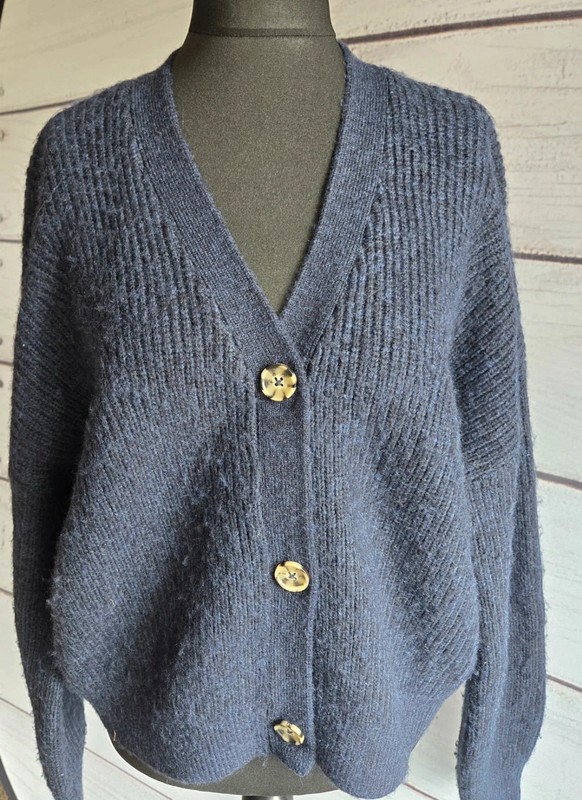 Joules “Samantha” Navy Wool Blend Cardigan | Size 14 | Cottagecore Aesthetic