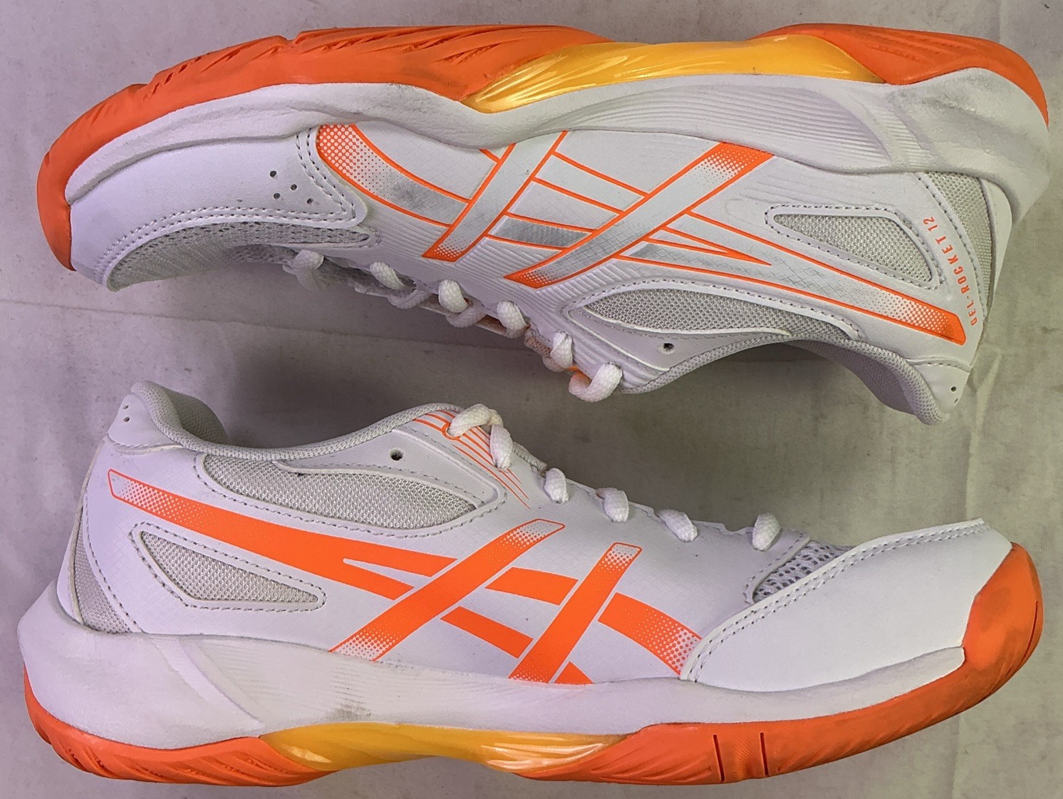 ASICS Women’s Gel-Rocket 12 Volleyball Shoes-White/Vivid Coral-Size: 7