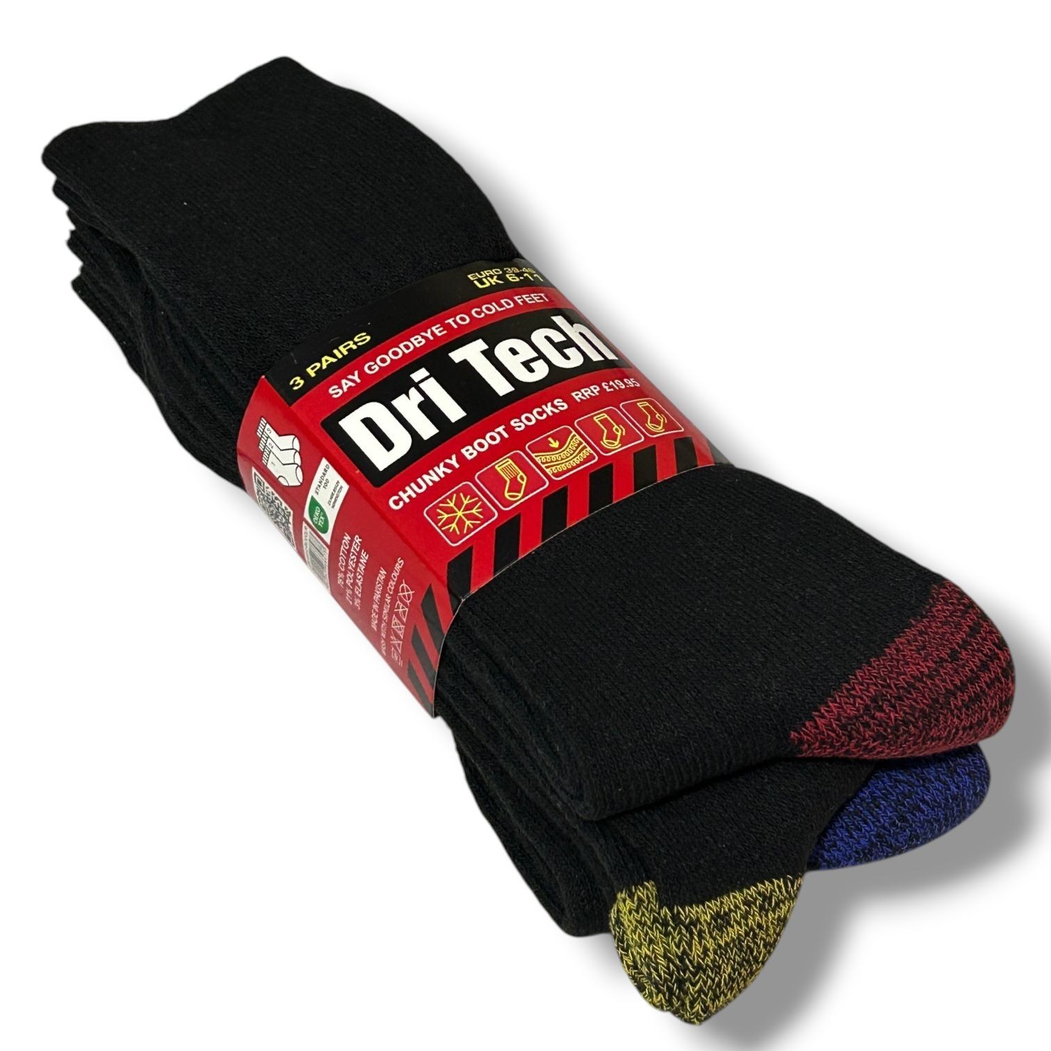 Heavy Duty Men’s Cotton Work Socks | 3-6 Pairs | Steel Toe Boot Cushion UK 6-11