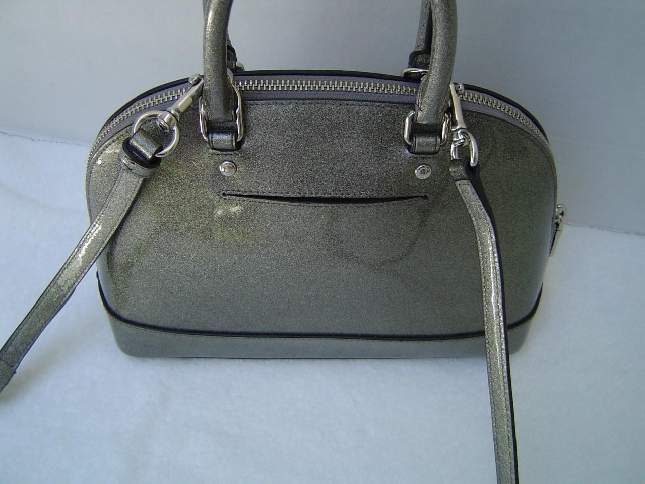 AUTHENTIC COACH SILVER GLITTER PATENT LEATHER MINI SIERRA SATCHEL #29134 EUC/LN