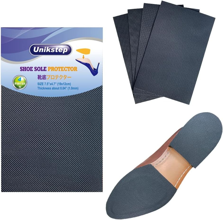 Unikstep 4 Pieces Shoe Sole Protectors, Bottom and Heel Anti Slip Black