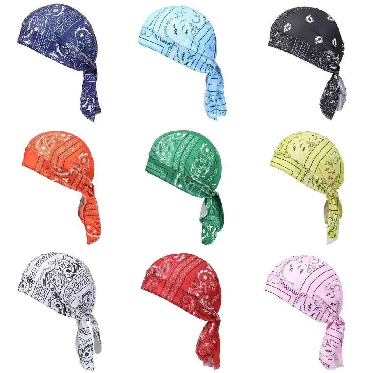 Free shipping! Elastic “doo-rag” style motorcycle bandana with a paisley pattern