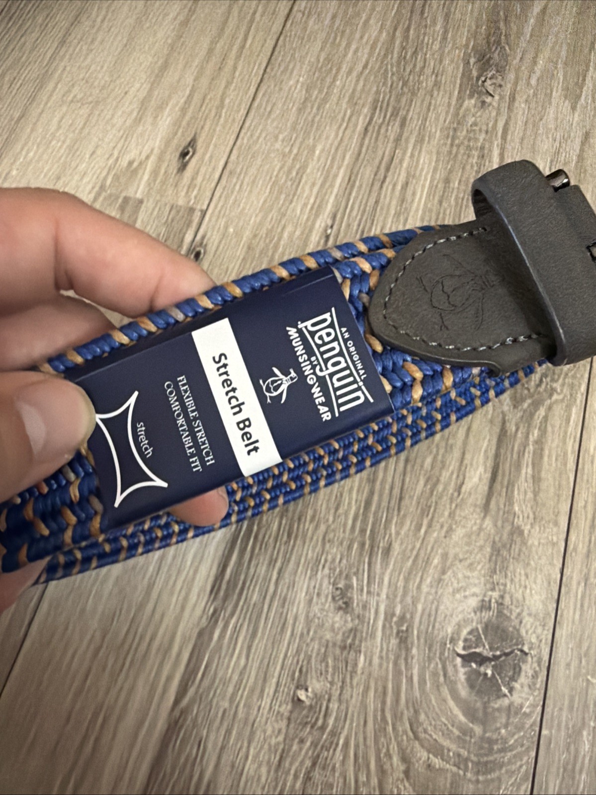 Original Penguin Elastic Fabric Woven Stretch belt Size M34-36 Blue/yellow