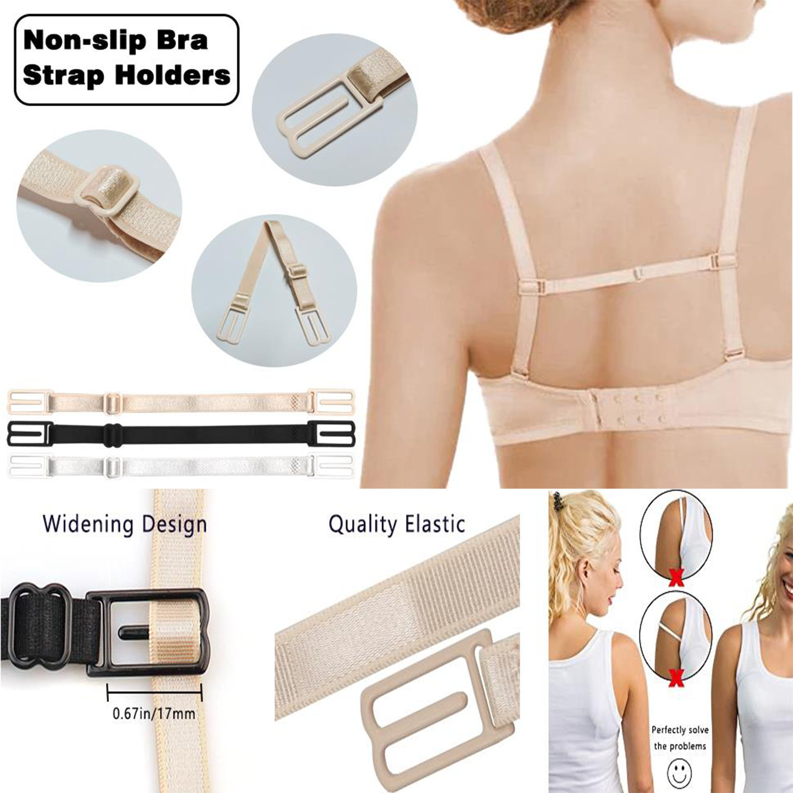 4 PCS Anti Slip Straps Clips Holder Bra Women Non-Slip Adjustable Bra Rope Back