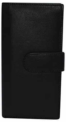 Real Leather Checkbook Cover RFID Wallets For Women Duplicate Check With Snap Cl