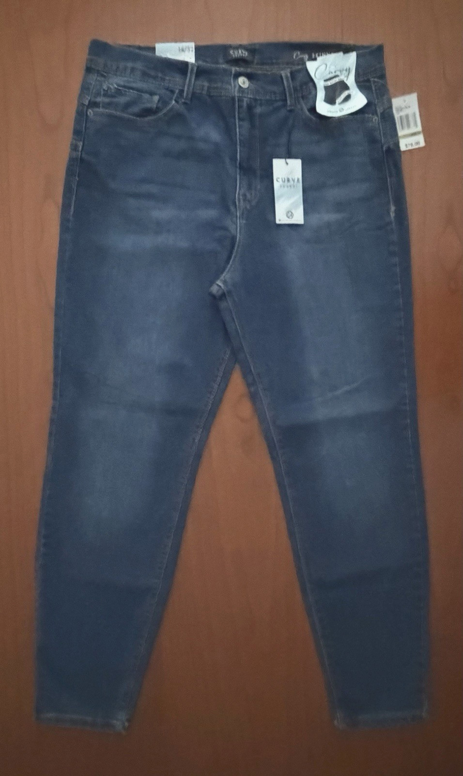 $78 Curve Appeal Curvy Fit Skinny Size 14 Jeans High Rise Stretch Paris Blue