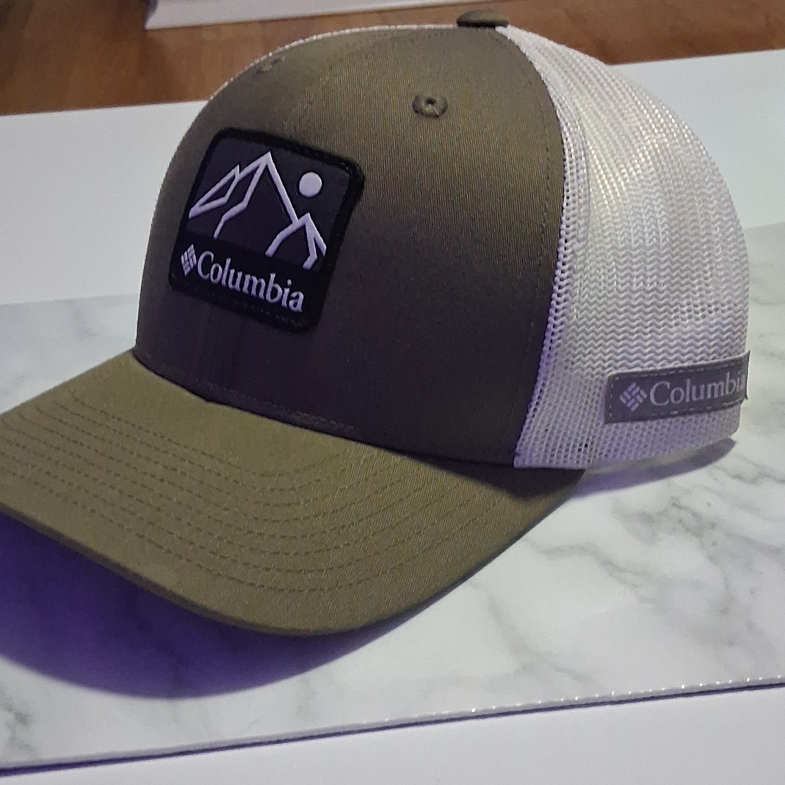 Columbia Mesh Back Breathable Trucker Hat Cap, Green/White, One Size snapback