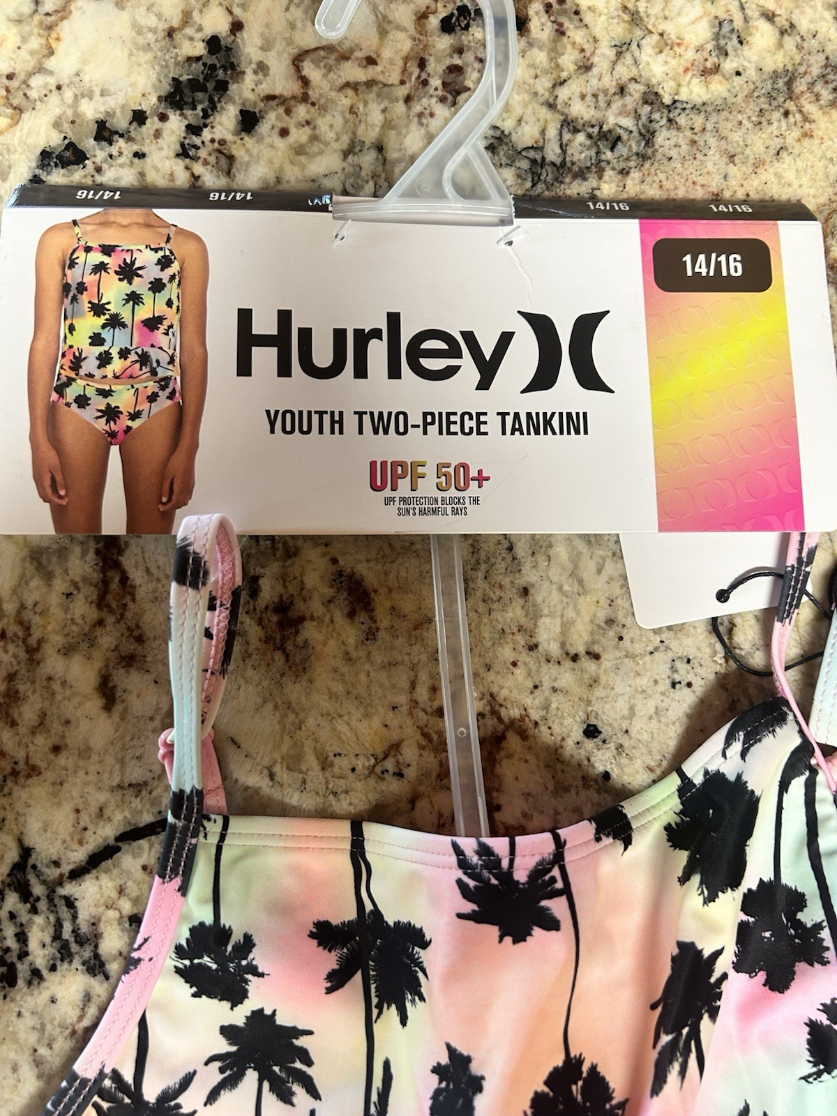 NWT Hurley Girl’s Swimsuit Tankini Size 14/16 Large UPF 50+ Multicolored