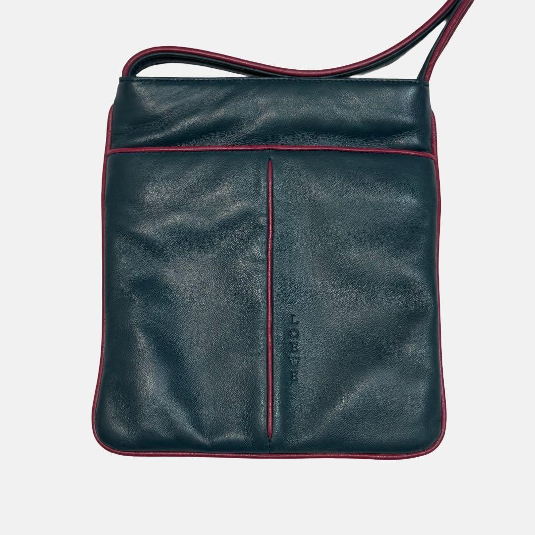 Loewe Logo-Embossed Blue Nappa Leather Crossbody Shoulder Bag Japan 0611987