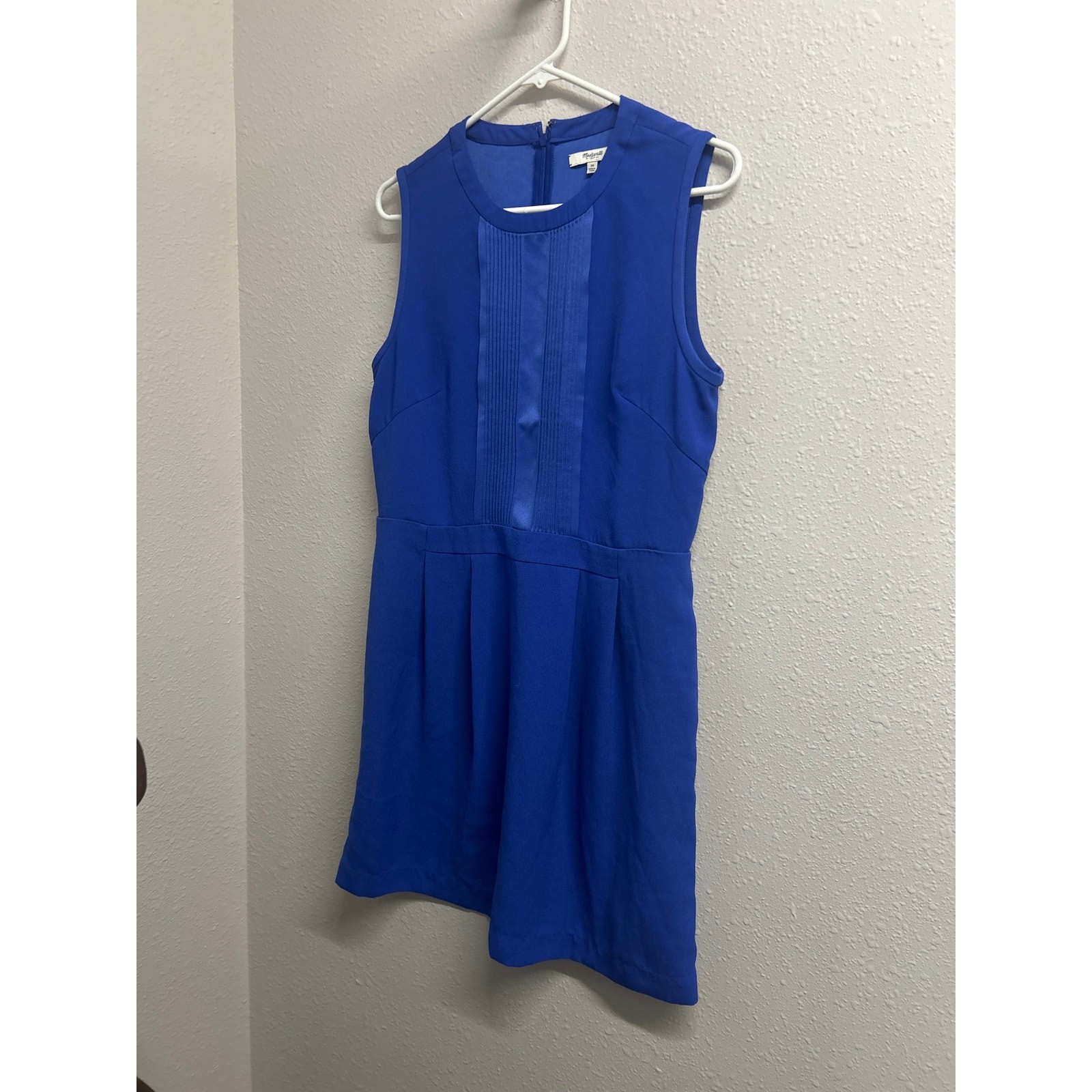 Madewell Blue Pleated Sheath Dress Size 10 Sleeveless Business Casual Dress