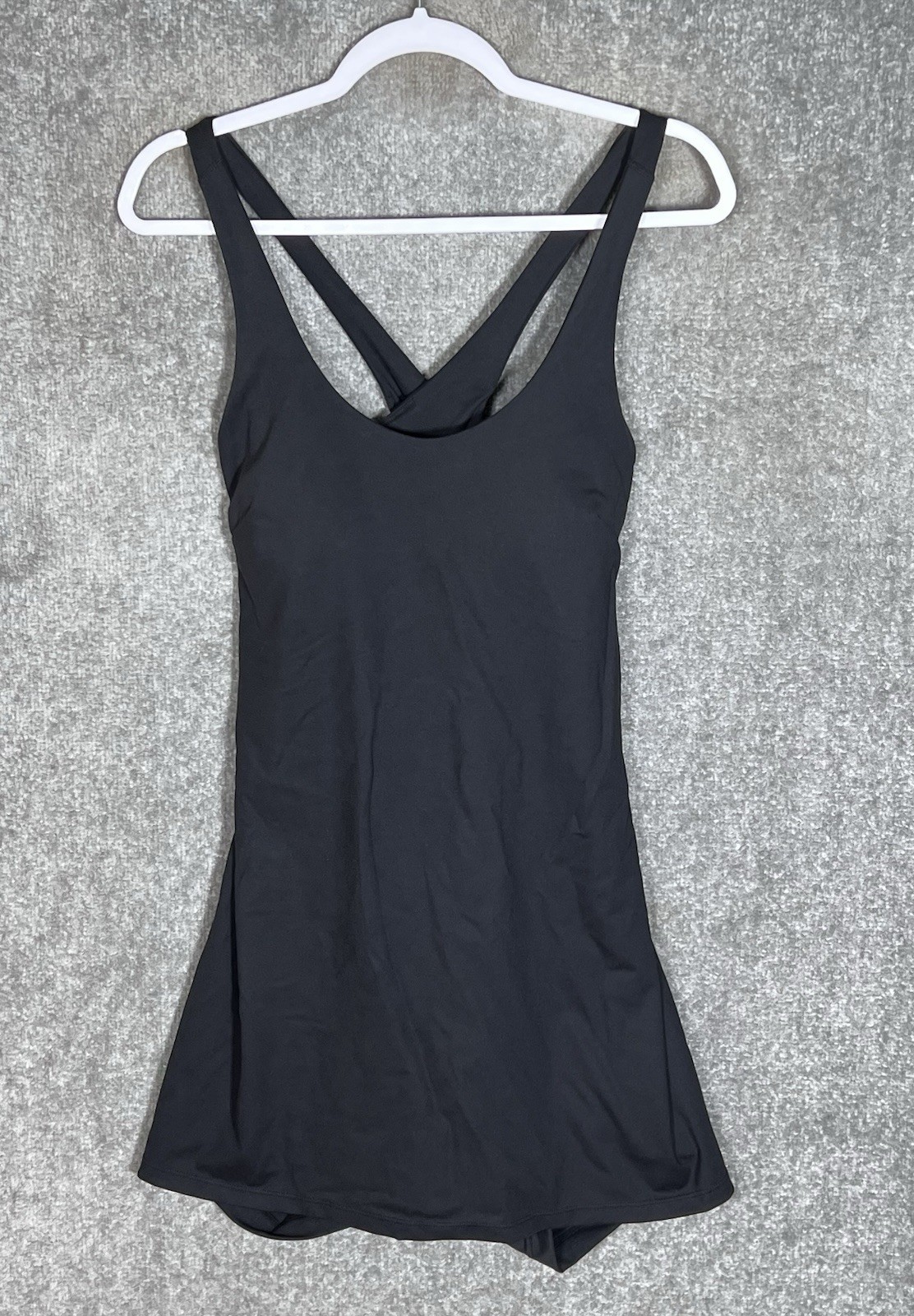 Avia Athletic Skort Dress Women Sz XL 16-18 Black Built In Shorts Bra Scoop Neck