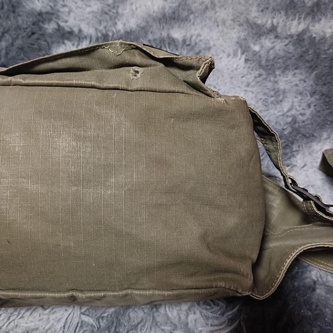 Authentic PORTER Military Body Bag 34x17x13cm Khaki Grunge 2Way with Wear