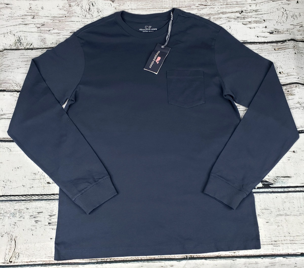 Vineyard Vines Men’s Long Sleeve Pocket T-Shirt Blue Blazer Size Large – NEW