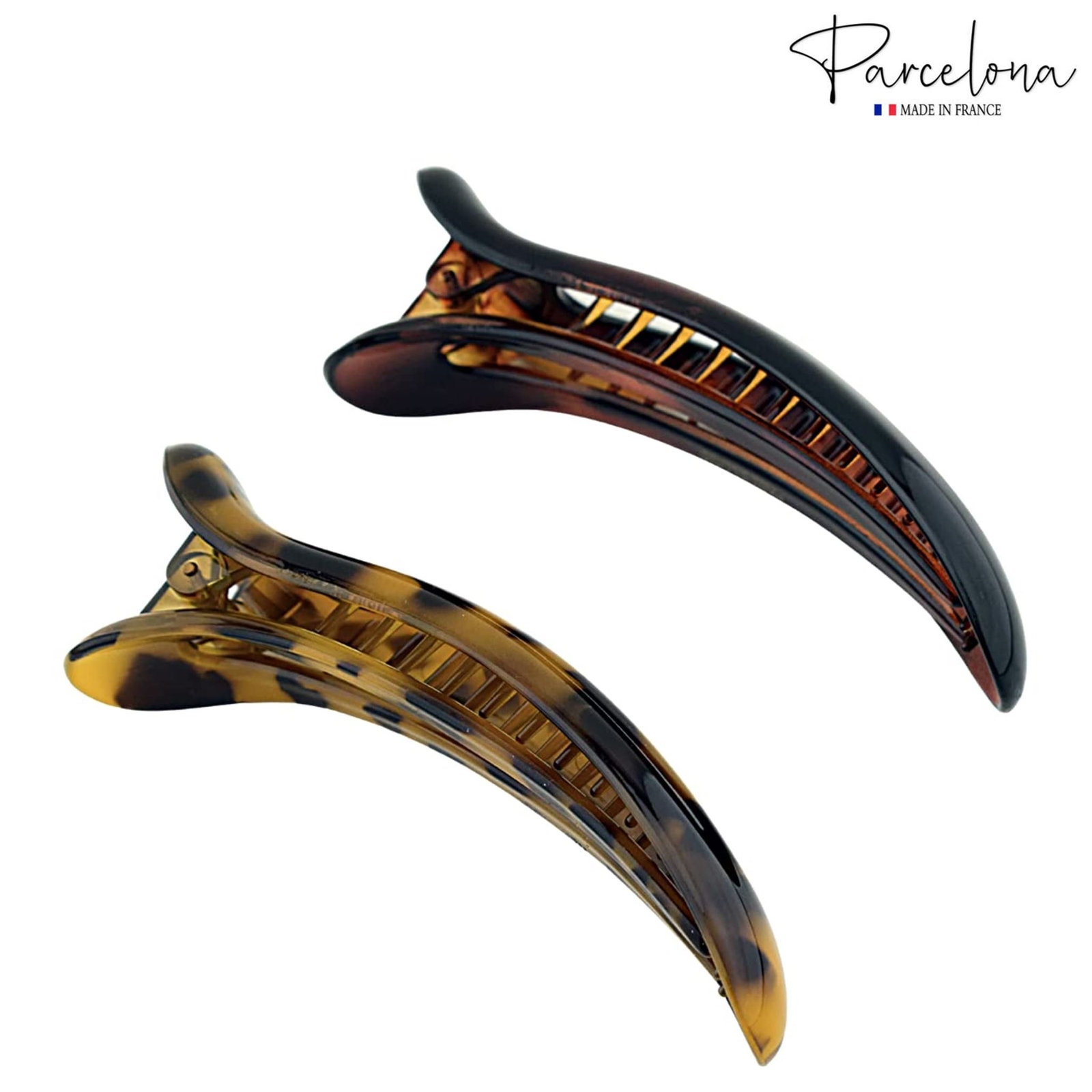 Parcelona French Oval Slider Large 4.75″ Celluloid Side Hair Claw Clips(2 Pcs)
