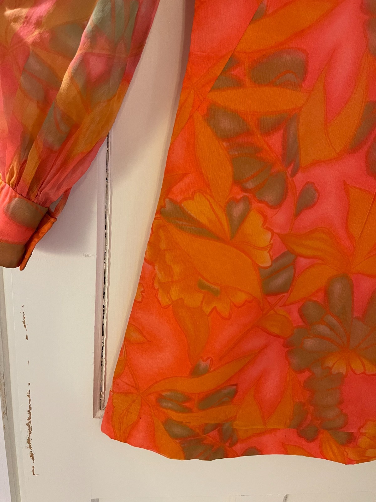 Incredible Handmade Vintage 1967 A Line Dress with Translucent Sleeves! Size 6