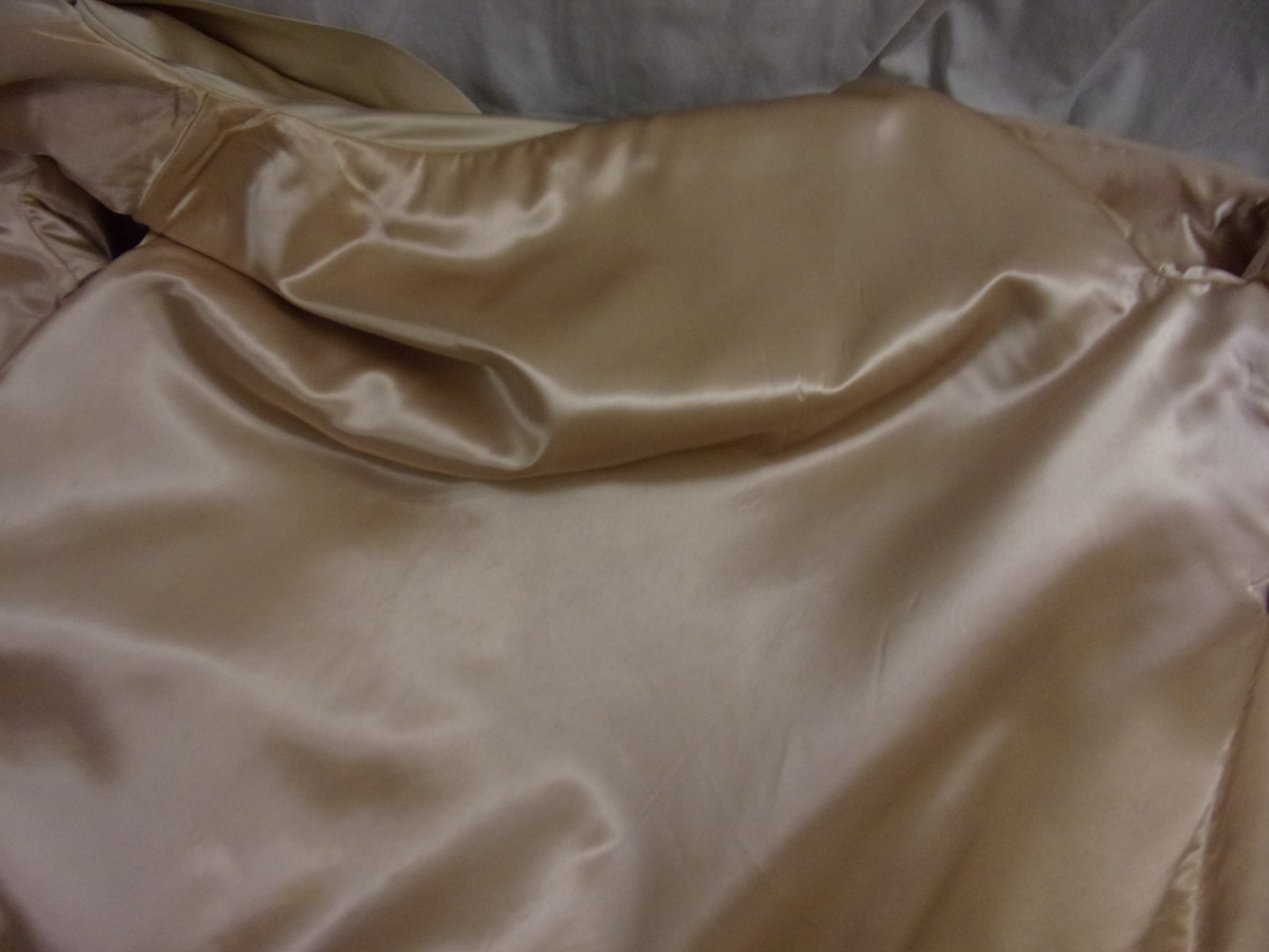 Vintage Swing Style Opera Coat Champagne Silk Shawl Scarf Collar STUNNING M/L