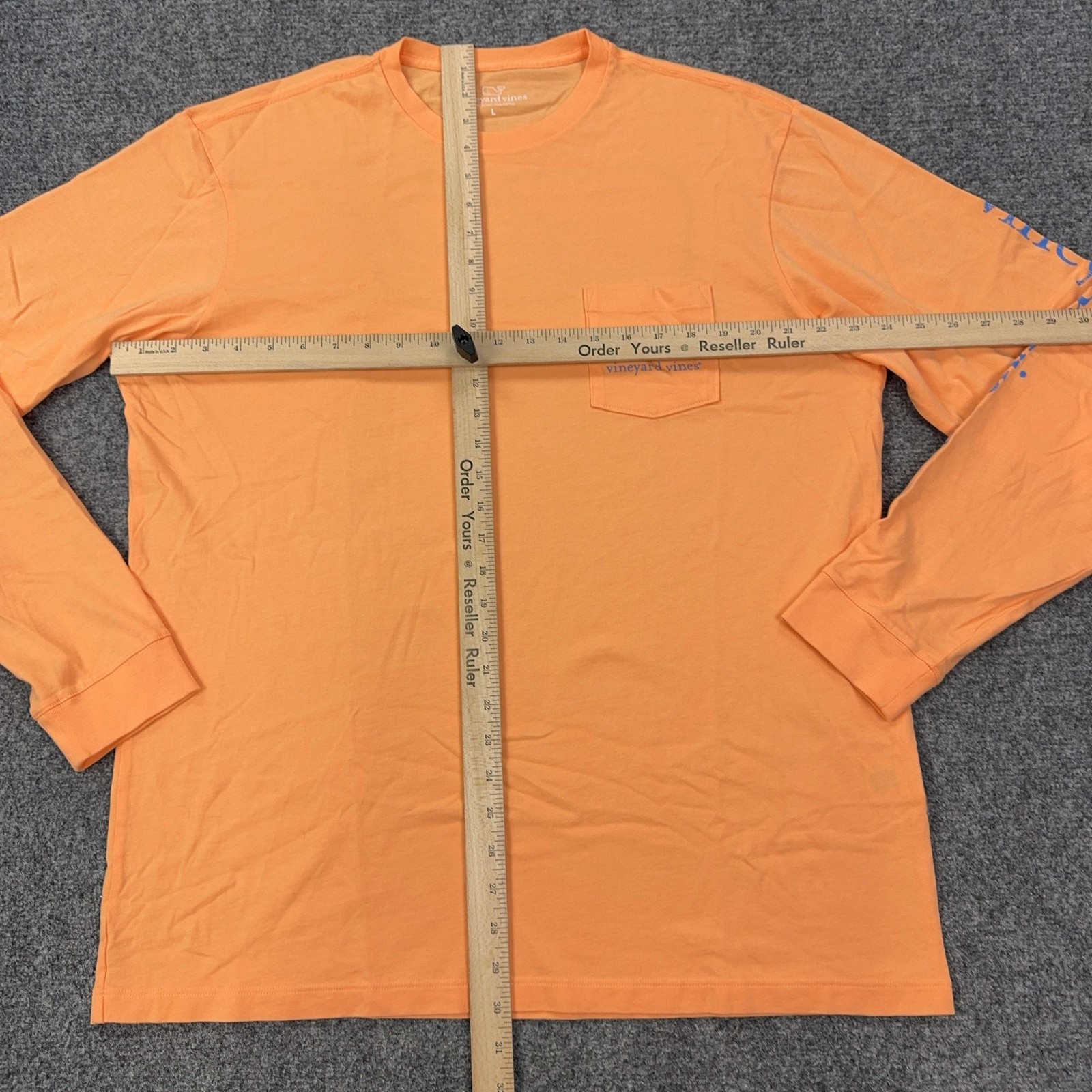 Vineyard Vines Shirt Mens Large Orange Whale Logo Pocket Long Sleeve Tagless
