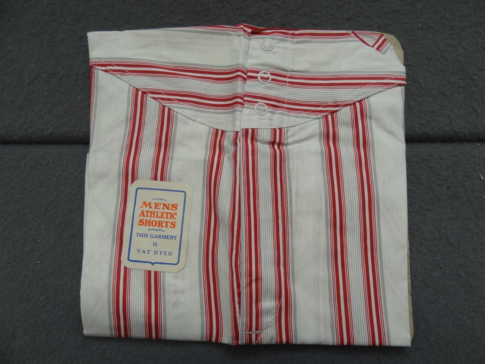 NEW Gripper Snap 28 Yoke Front Striped Boxer Short VTG 50s 60s Athletic Vat Dyed
