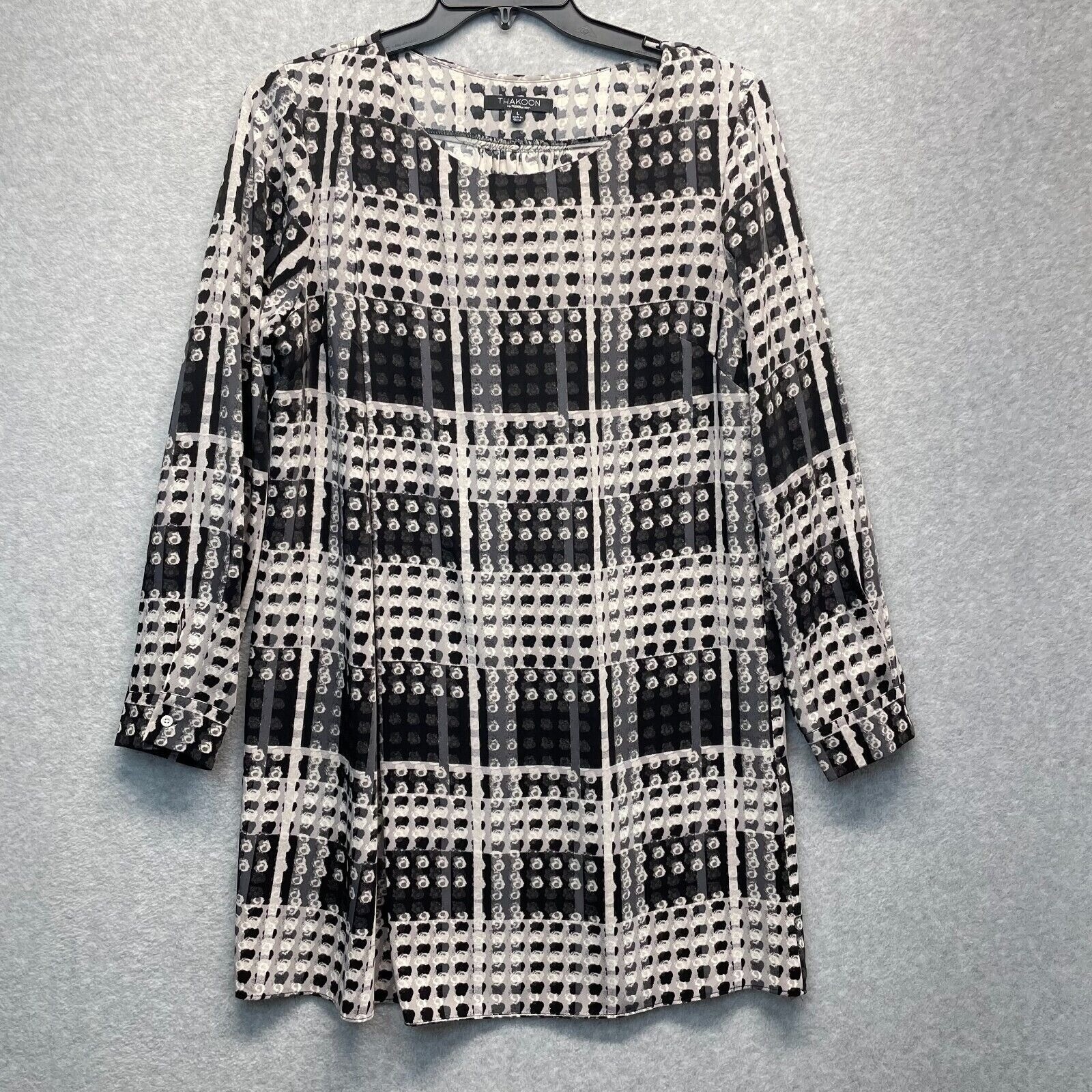 Thakoon Dress Womens Large Long Sleeve Black Polka Dot Abstract Artsy Designer