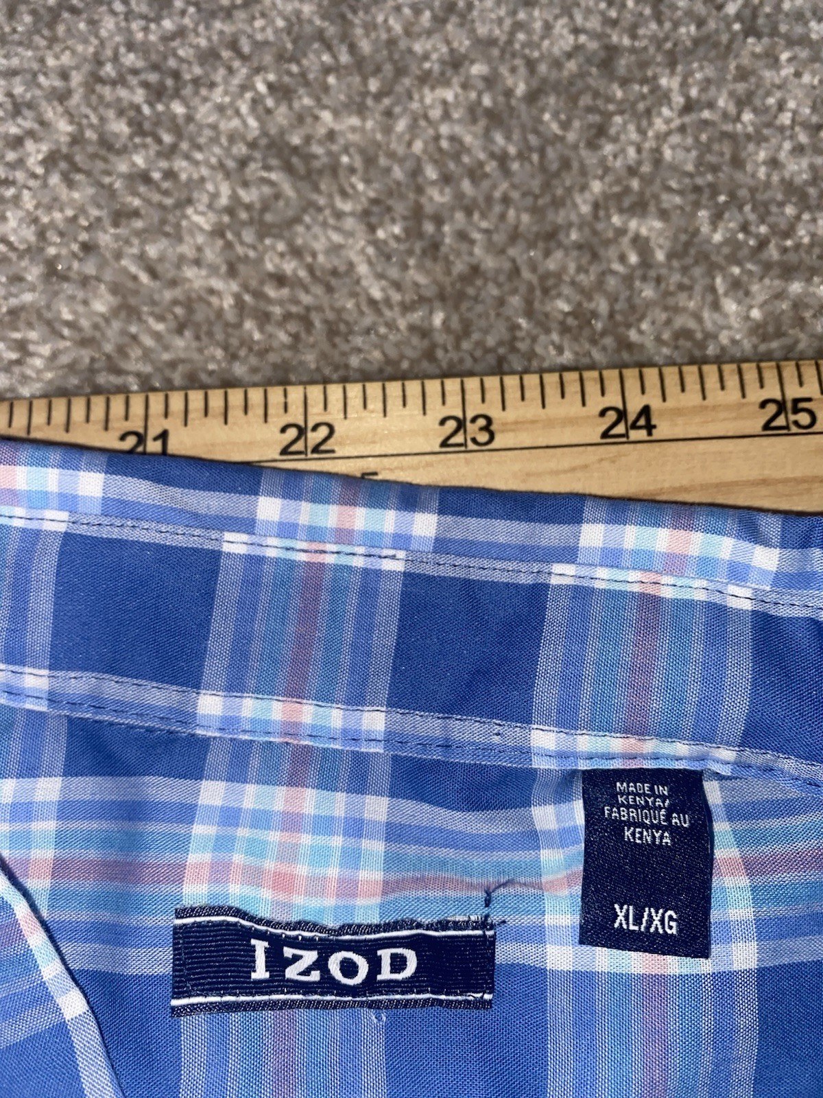 IZOD Bright Cobalt Essen Woven Premium Plaid Shirt Mens XL Preppy Cotton/Poly