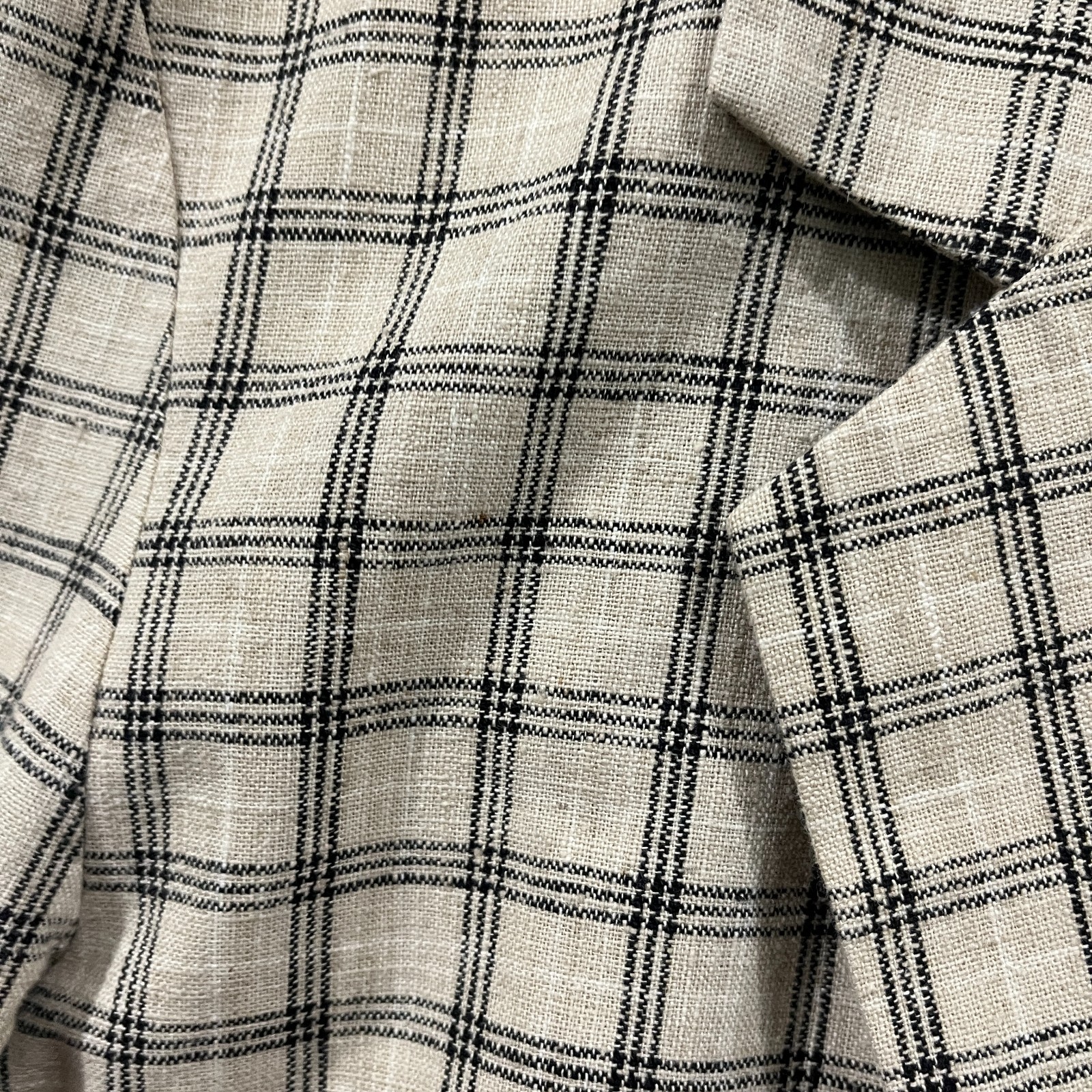 Adolfo Studio Women’s Linen Blend Blazer 8 Petite Plaid Office Preppy Career 90s