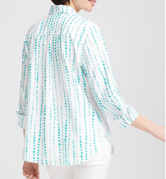 Chicos 2.5 No Iron™ Sateen Bubble Print Shirt Sea spray