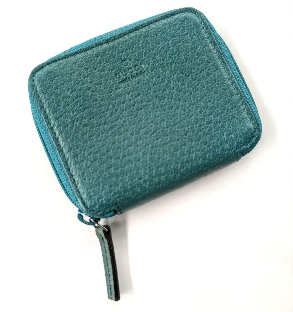 GUCCI Coin Case Coin Purse Emerald Green Teal Blue Green