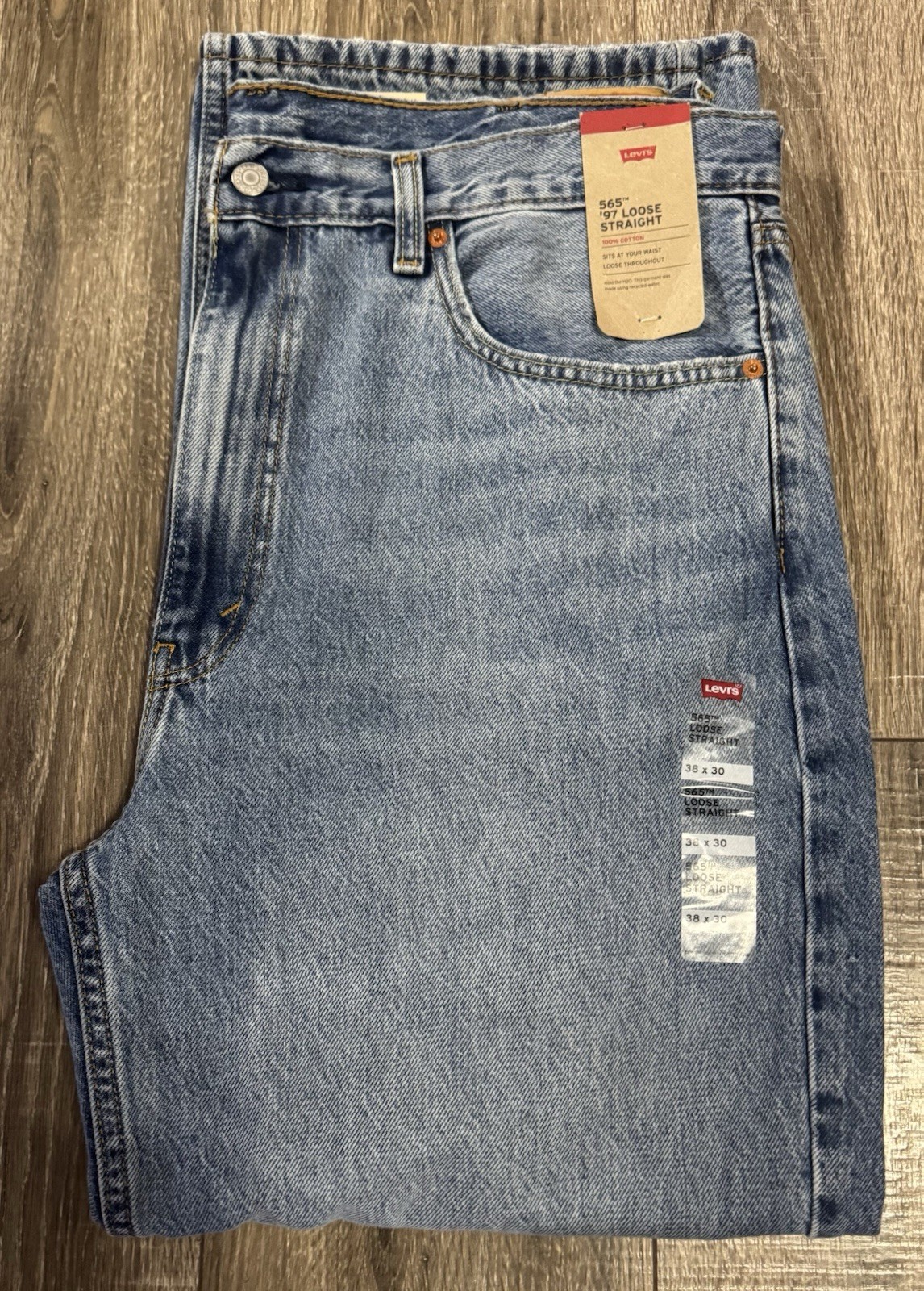 Mens LEVI’S 565 ’97 Loose Straight 100% Cotton Blue Denim Jeans NWT 36X30 $70