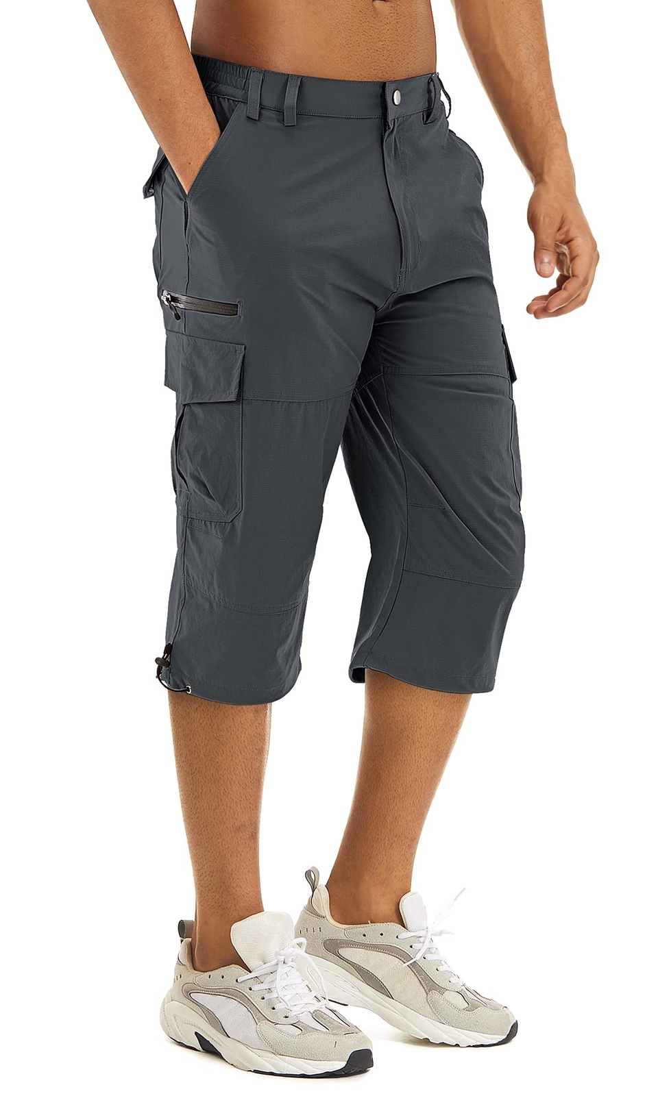 Mens 3/4 Capri Shorts Below Knee Quick Dry Cargo Work Casual Sports Hiking Pants