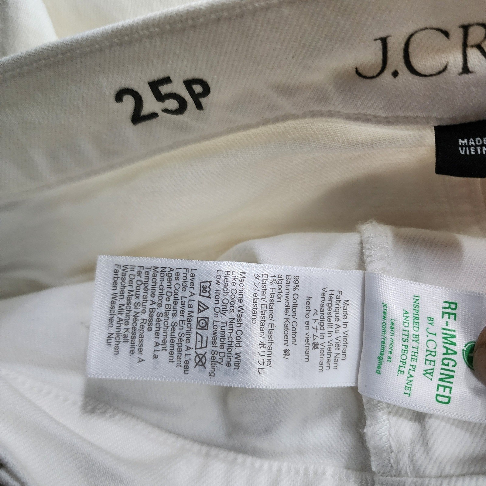 J.Crew Jeans Womens Size 25 Petite White Wide Leg Denim Trouser Patch Pocket 25P