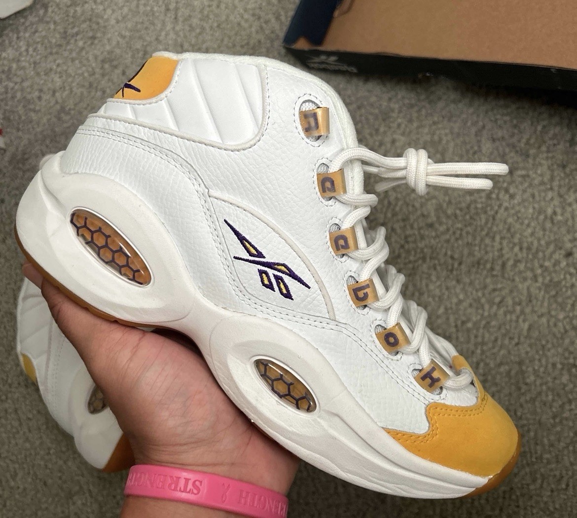 Reebok Question Mid ‘Yellow Toe’ Sz 6M/7.5W Good Condition