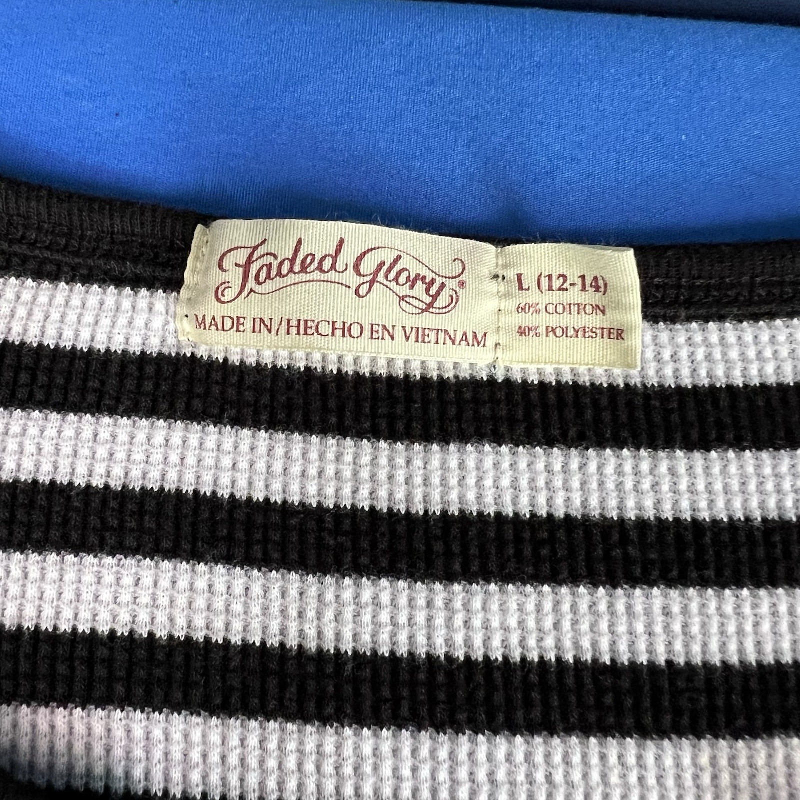 Faded Glory 2 Black and White Striped & Black Long Sleeve Shirts L