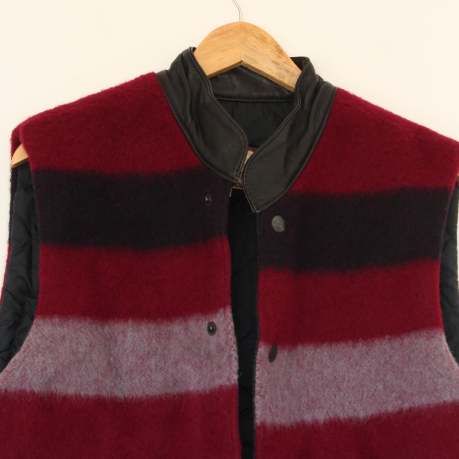Shires Newmarket Wool Gilet Leather Trim Unisex Medium Purple Vintage Equestrian
