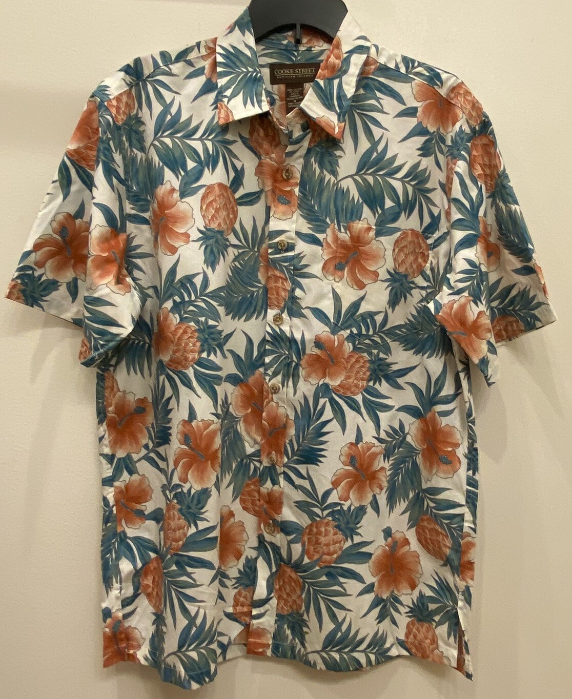 New Cooke Street Hawaiian Islands 100% Cotton Mens Tan Multi Shirt M L XL XXL
