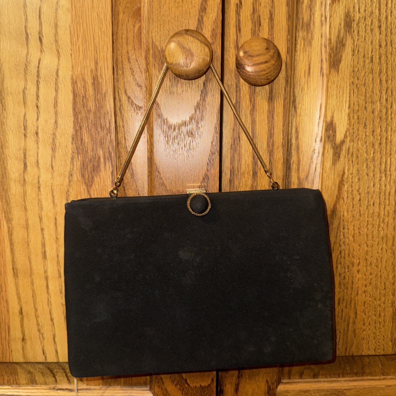 Clutch Handbag/change purse Black with Chain Handle USA Harry Levine Vtg